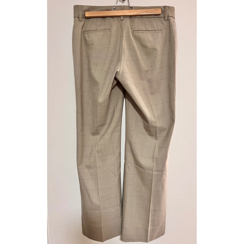 Banana Republic Martin Fit Pants Womens 8 Tan Plaid Career Straight Leg Stretch - Picture 2 of 6